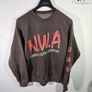 NWA Straight Outta Compton Brown/Grey Crewneck Pullover Sweatshirt!